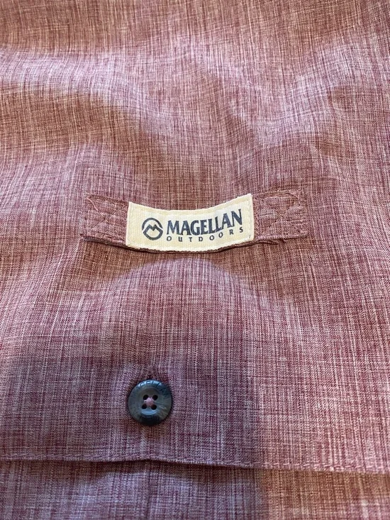 Men’s 4XL Magellan Outdoors Relaxed Fit Fish Gear Shirt in Mauve Heather - Picture 4 of 12